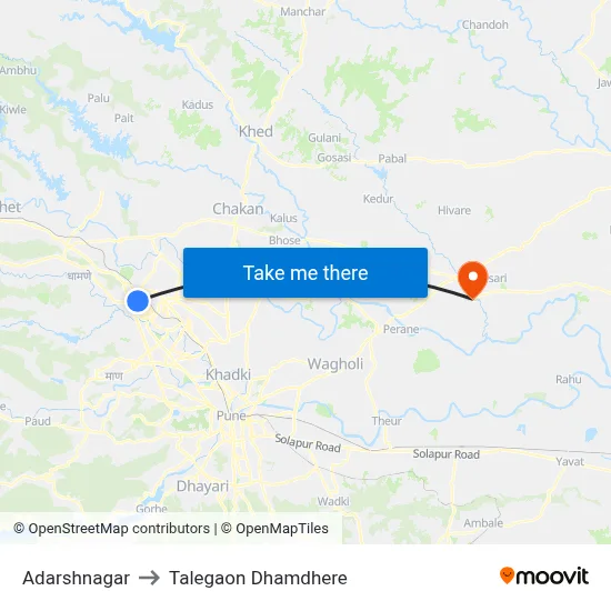 Adarshnagar to Talegaon Dhamdhere map