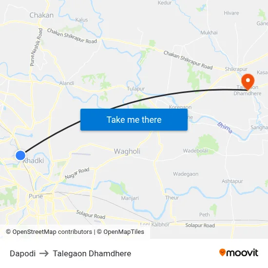 Dapodi to Talegaon Dhamdhere map
