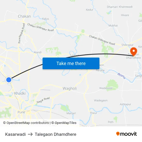 Kasarwadi to Talegaon Dhamdhere map