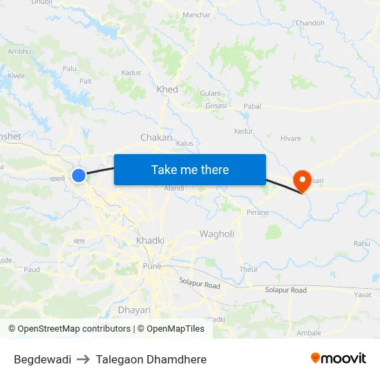 Begdewadi to Talegaon Dhamdhere map