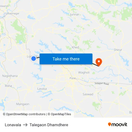 Lonavala to Talegaon Dhamdhere map