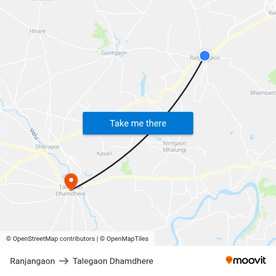 Ranjangaon to Talegaon Dhamdhere map