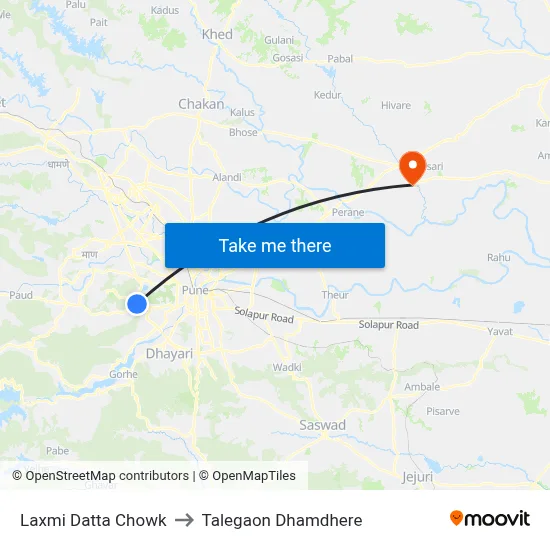 Laxmi Datta Chowk to Talegaon Dhamdhere map
