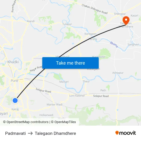 Padmavati to Talegaon Dhamdhere map