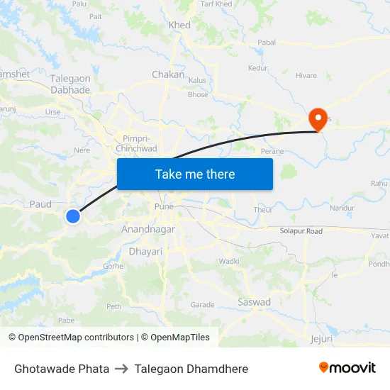 Ghotawade Phata to Talegaon Dhamdhere map