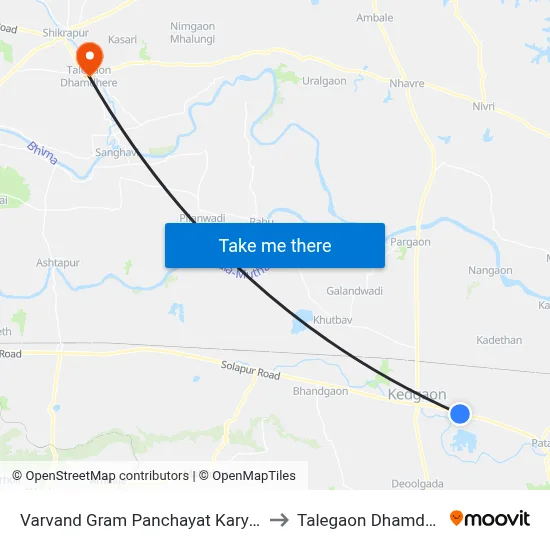 Varvand Gram Panchayat Karyalaya to Talegaon Dhamdhere map