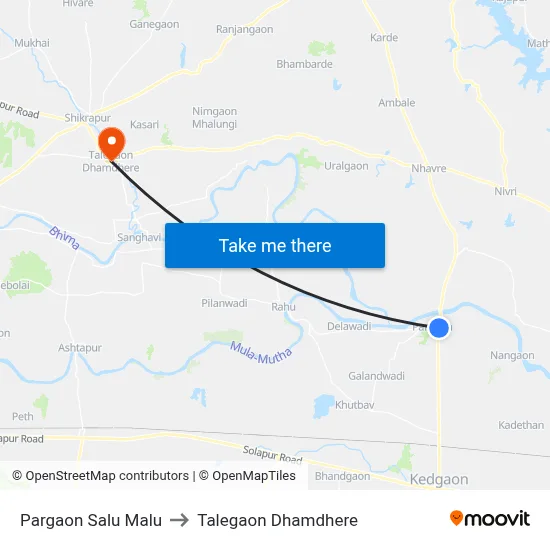 Pargaon Salu Malu to Talegaon Dhamdhere map