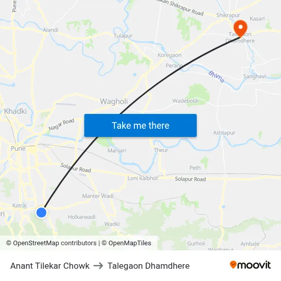Anant Tilekar Chowk to Talegaon Dhamdhere map