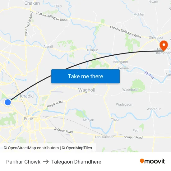 Parihar Chowk to Talegaon Dhamdhere map
