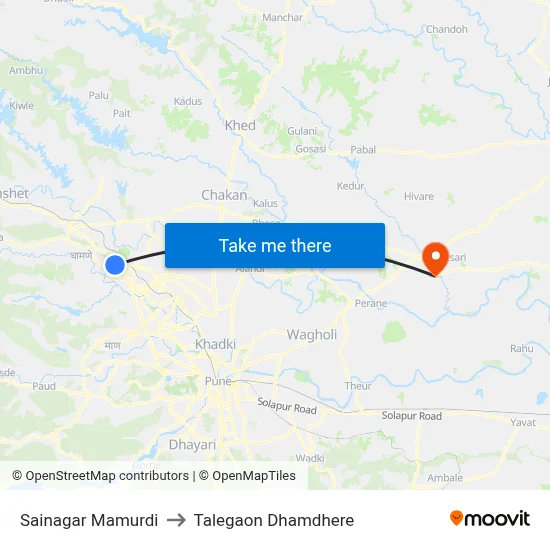 Sainagar Mamurdi to Talegaon Dhamdhere map