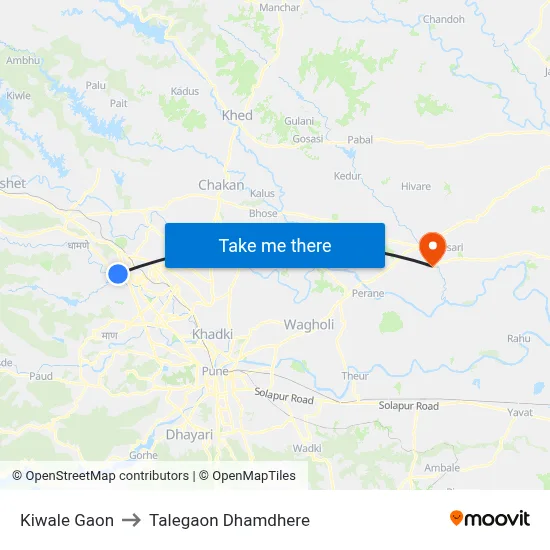 Kiwale Gaon to Talegaon Dhamdhere map