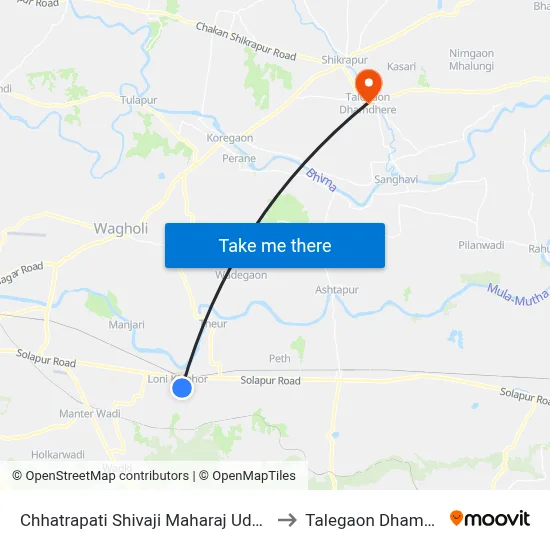Chhatrapati Shivaji Maharaj Udyan Loni to Talegaon Dhamdhere map