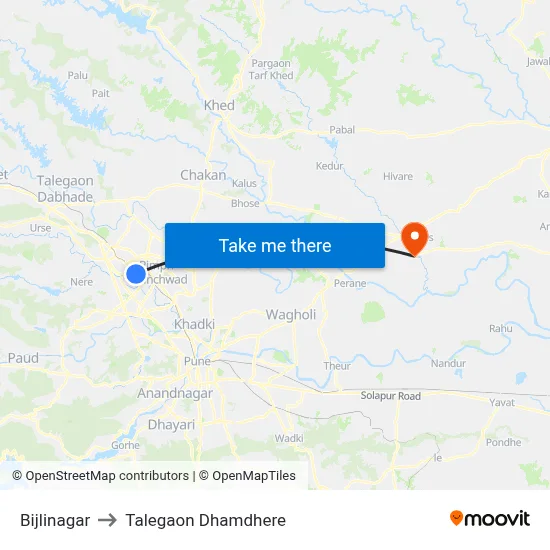 Bijlinagar to Talegaon Dhamdhere map