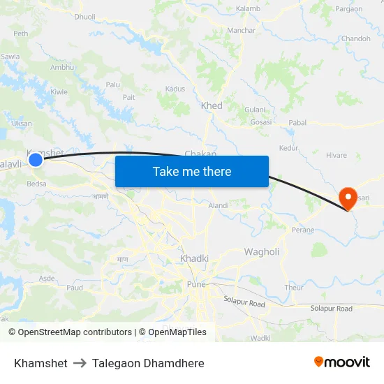 Khamshet to Talegaon Dhamdhere map