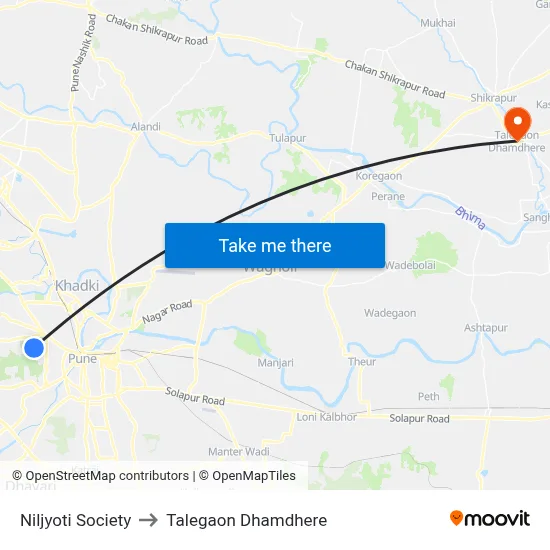 Niljyoti Society to Talegaon Dhamdhere map