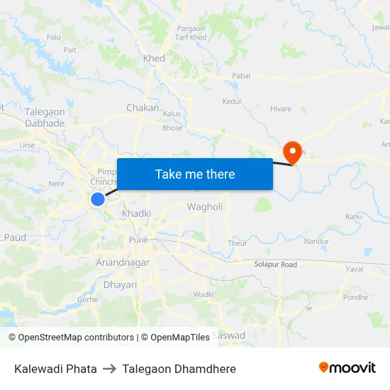 Kalewadi Phata to Talegaon Dhamdhere map