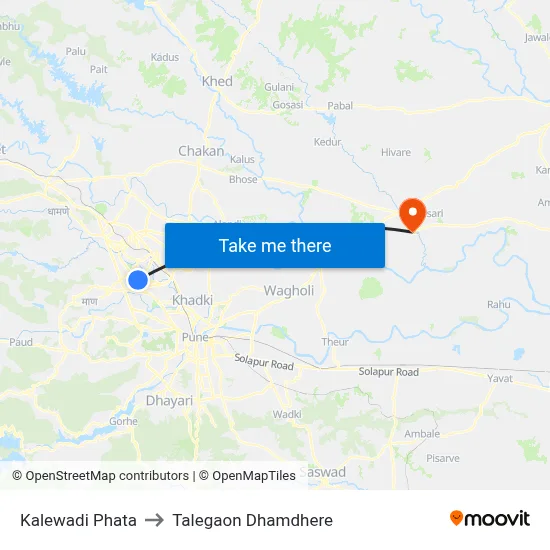Kalewadi Phata to Talegaon Dhamdhere map