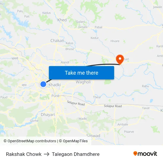 Rakshak Chowk to Talegaon Dhamdhere map