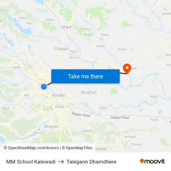 MM School Kalewadi to Talegaon Dhamdhere map