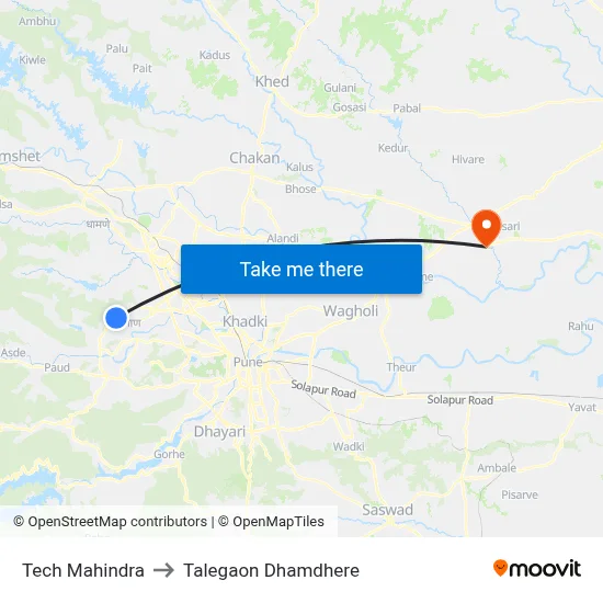 Tech Mahindra to Talegaon Dhamdhere map
