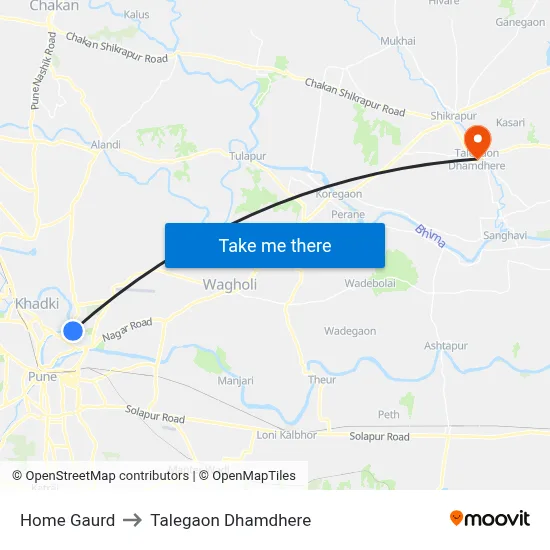 Home Gaurd to Talegaon Dhamdhere map