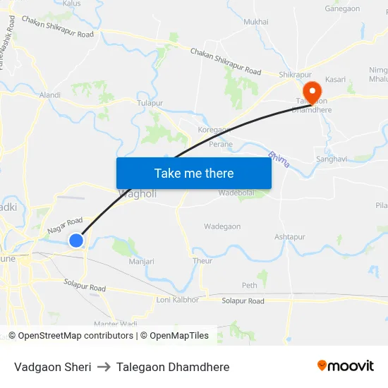 Vadgaon Sheri to Talegaon Dhamdhere map