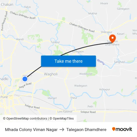 Mhada Colony Viman Nagar to Talegaon Dhamdhere map