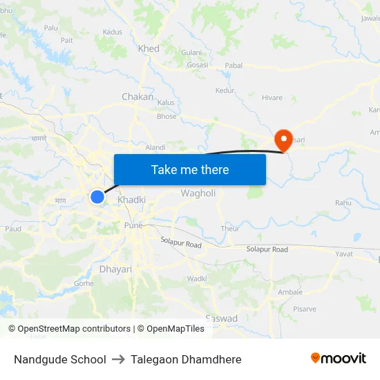 Nandgude School to Talegaon Dhamdhere map