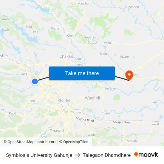 Symbiosis University Gahunje to Talegaon Dhamdhere map
