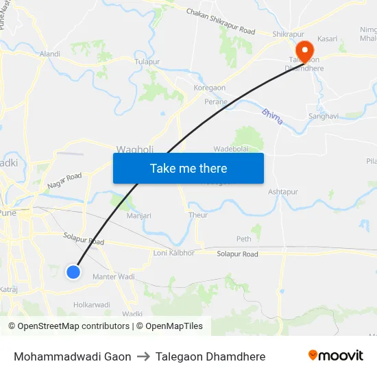 Mohammadwadi Gaon to Talegaon Dhamdhere map