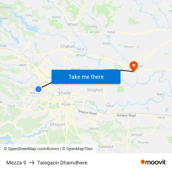 Mezza 9 to Talegaon Dhamdhere map