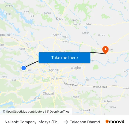 Neilsoft Company Infosys (Phase 3) to Talegaon Dhamdhere map