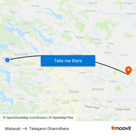 Malavali to Talegaon Dhamdhere map
