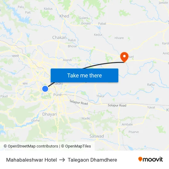 Mahabaleshwar Hotel to Talegaon Dhamdhere map