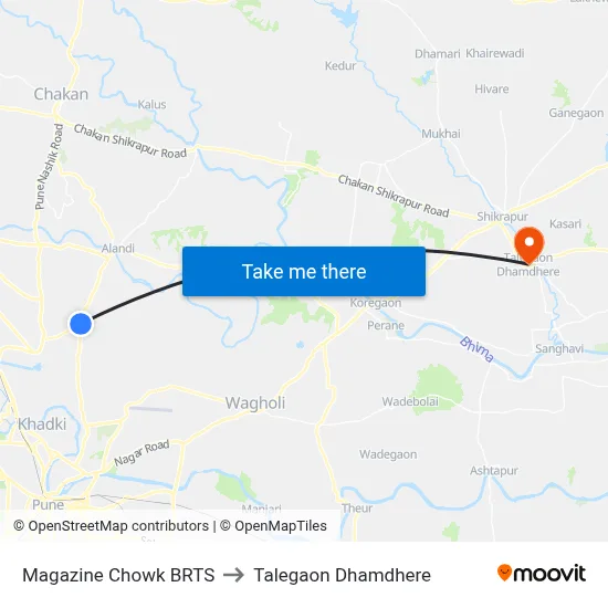 Magazine Chowk BRTS to Talegaon Dhamdhere map