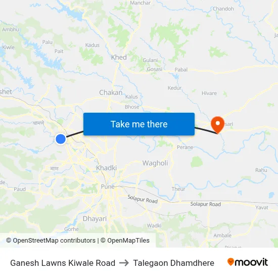 Ganesh Lawns Kiwale Road to Talegaon Dhamdhere map