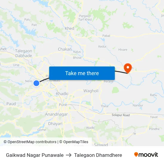 Gaikwad Nagar Punawale to Talegaon Dhamdhere map