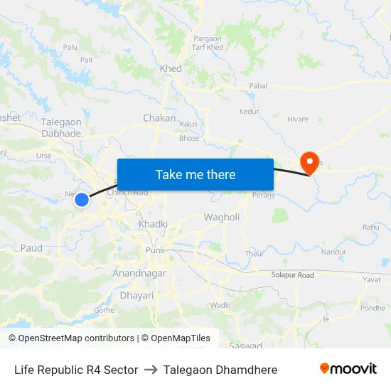 Life Republic R4 Sector to Talegaon Dhamdhere map