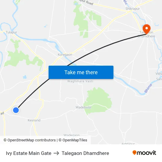Ivy Estate Main Gate to Talegaon Dhamdhere map