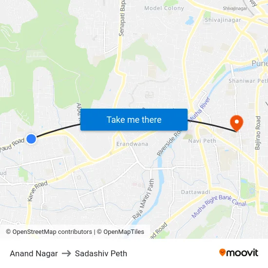 Anand Nagar to Sadashiv Peth map