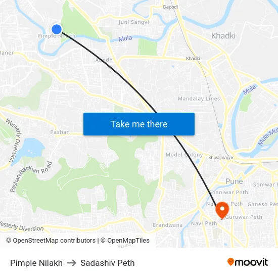 Pimple Nilakh to Sadashiv Peth map
