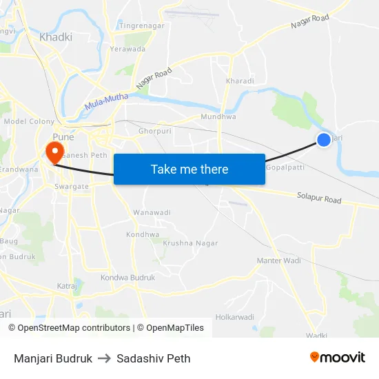 Manjari Budruk to Sadashiv Peth map