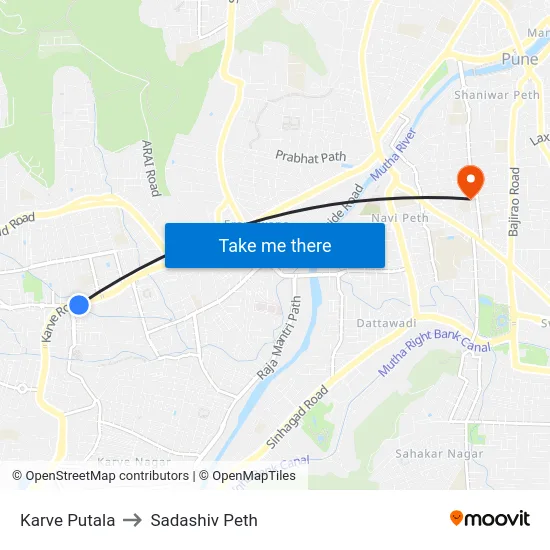 Karve Putala to Sadashiv Peth map