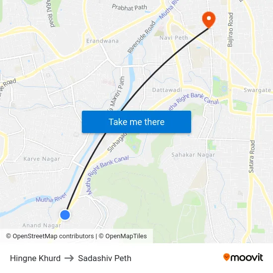 Hingne Khurd to Sadashiv Peth map