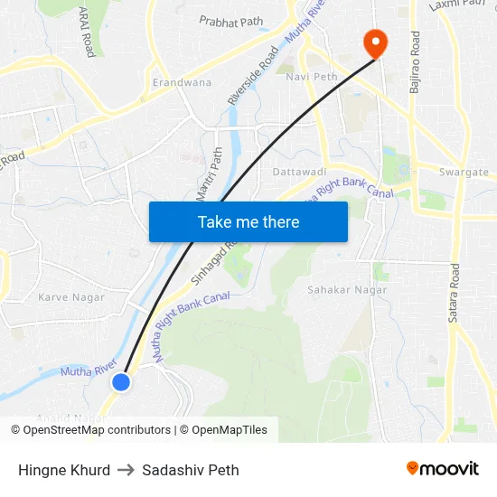 Hingne Khurd to Sadashiv Peth map
