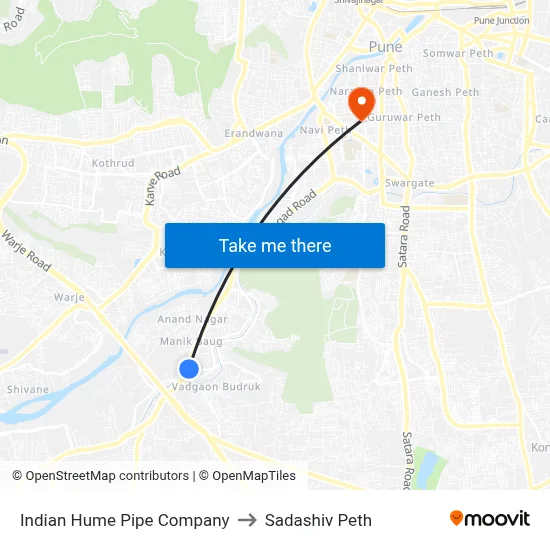 Indian Hume Pipe Company to Sadashiv Peth map