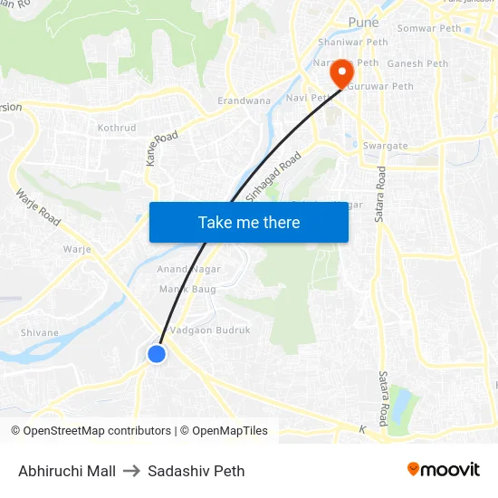 Abhiruchi Mall to Sadashiv Peth map