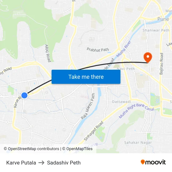 Karve Putala to Sadashiv Peth map