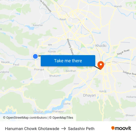Hanuman Chowk Ghotawade to Sadashiv Peth map