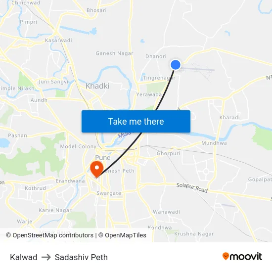Kalwad to Sadashiv Peth map